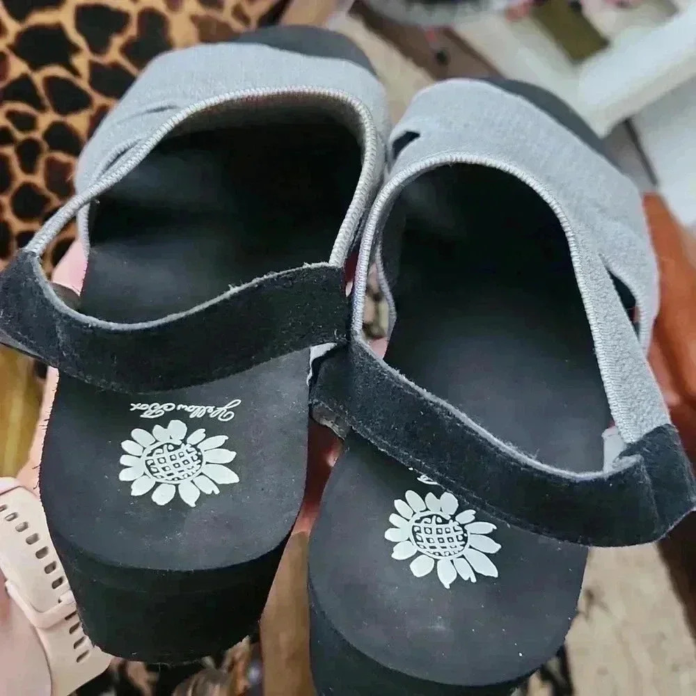 Yellowbox Platform Women’s Mesh Suede Gray Black Wedge Sandals sz 11 - Picture 13 of 15